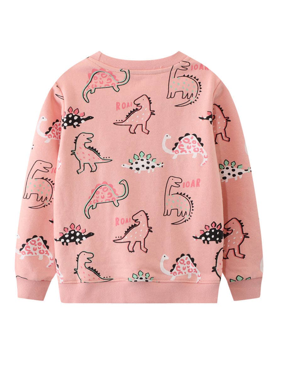 Pink Dinosaurs Pullover Sweatshirt