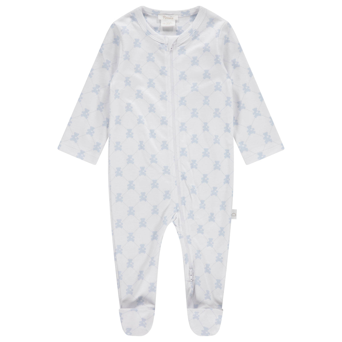 Teddy Bear Blue Cotton Zipper Footie