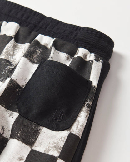 Black + White Checkered Sweatpants