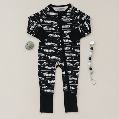 Race Cars Bamboo Zip Romper