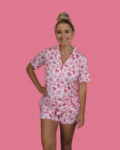 Women's Bow Checkered Charm Dream Short Set