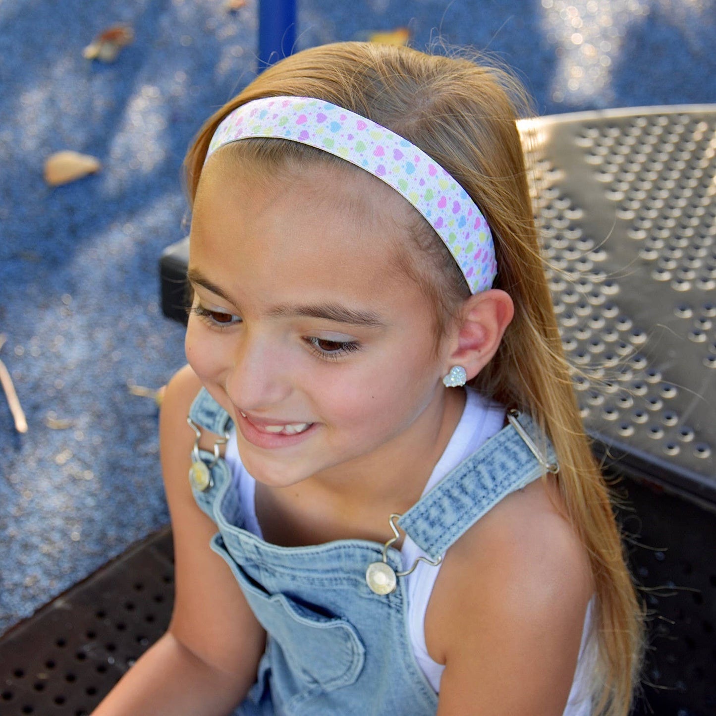 Adjustable No Slip Metallic Hearts Headband