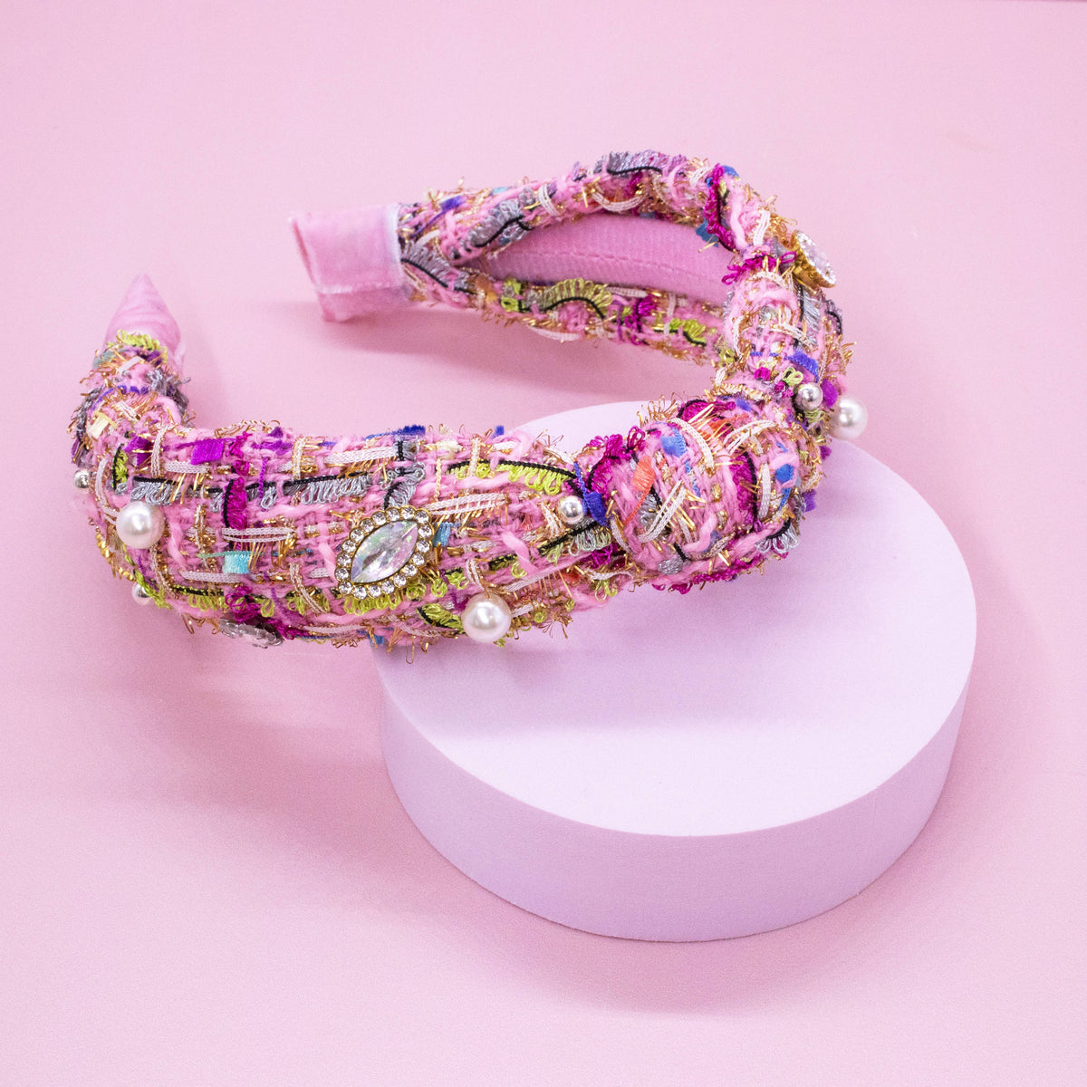 Pink Embellished Knot Headband