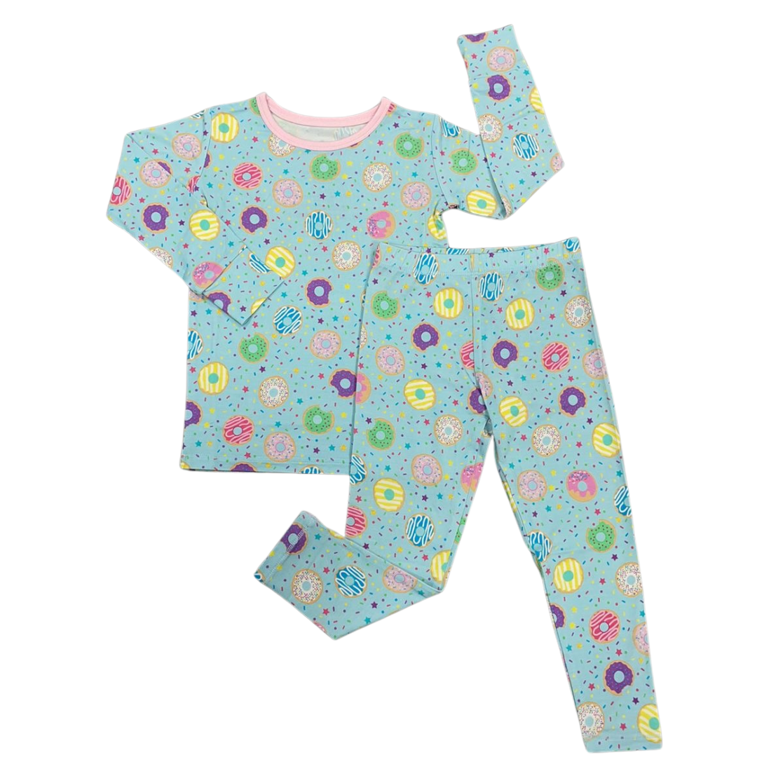 Turquoise Donuts Bamboo Pajama Set