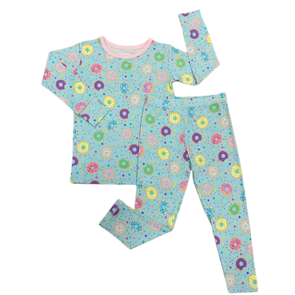 Turquoise Donuts Bamboo Pajama Set