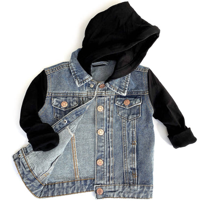 Black Hooded Denim Jacket