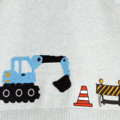 Construction Truck Embroidered Knit Pullover & Pant Set