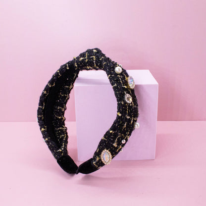Black Embellished Knot Headband