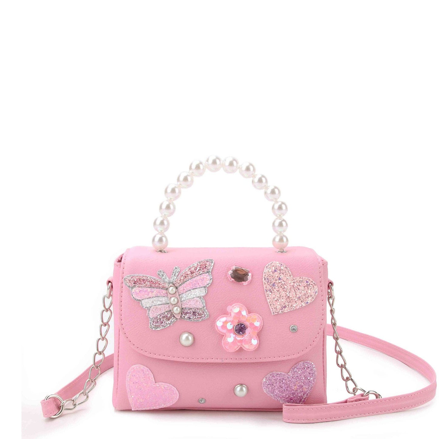 Butterfly Appliqué Top Handle Crossbody Bag