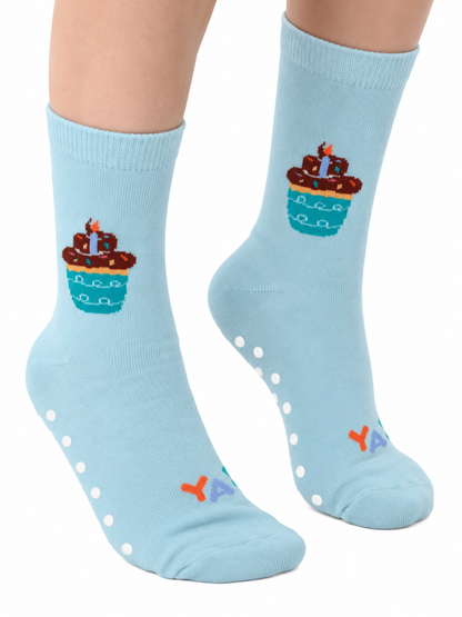 3D Birthday Cupcake Crew Socks