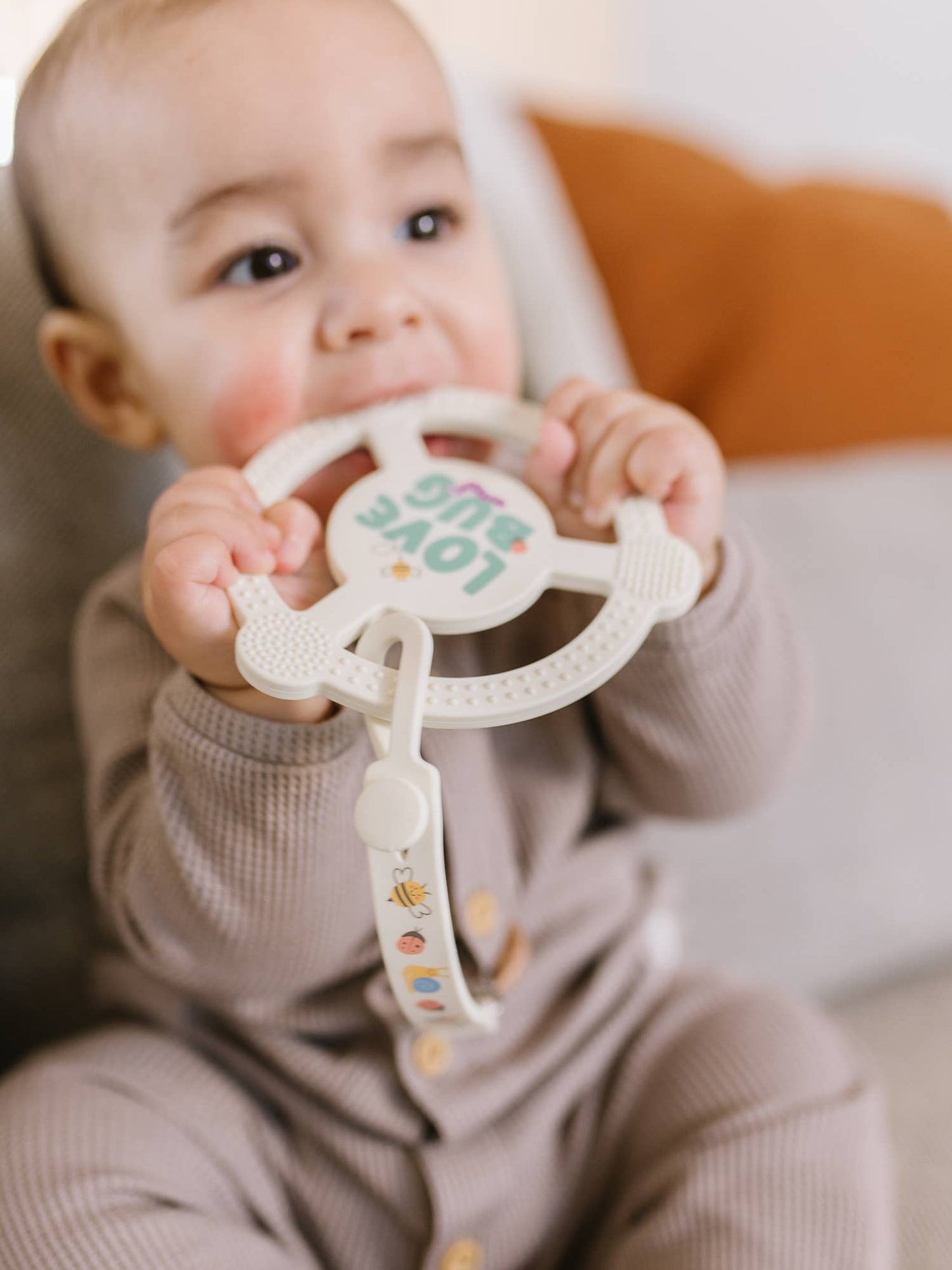 Love Bug Teether Ring with Detachable Clip