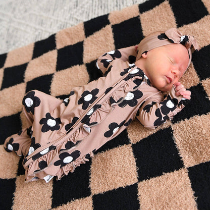 Coco Flowers Ruffle Bamboo Zip Romper