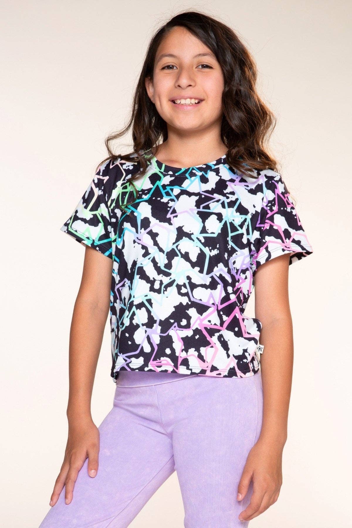 Black Cream Rainbow Star Simply Soft Easy Tee