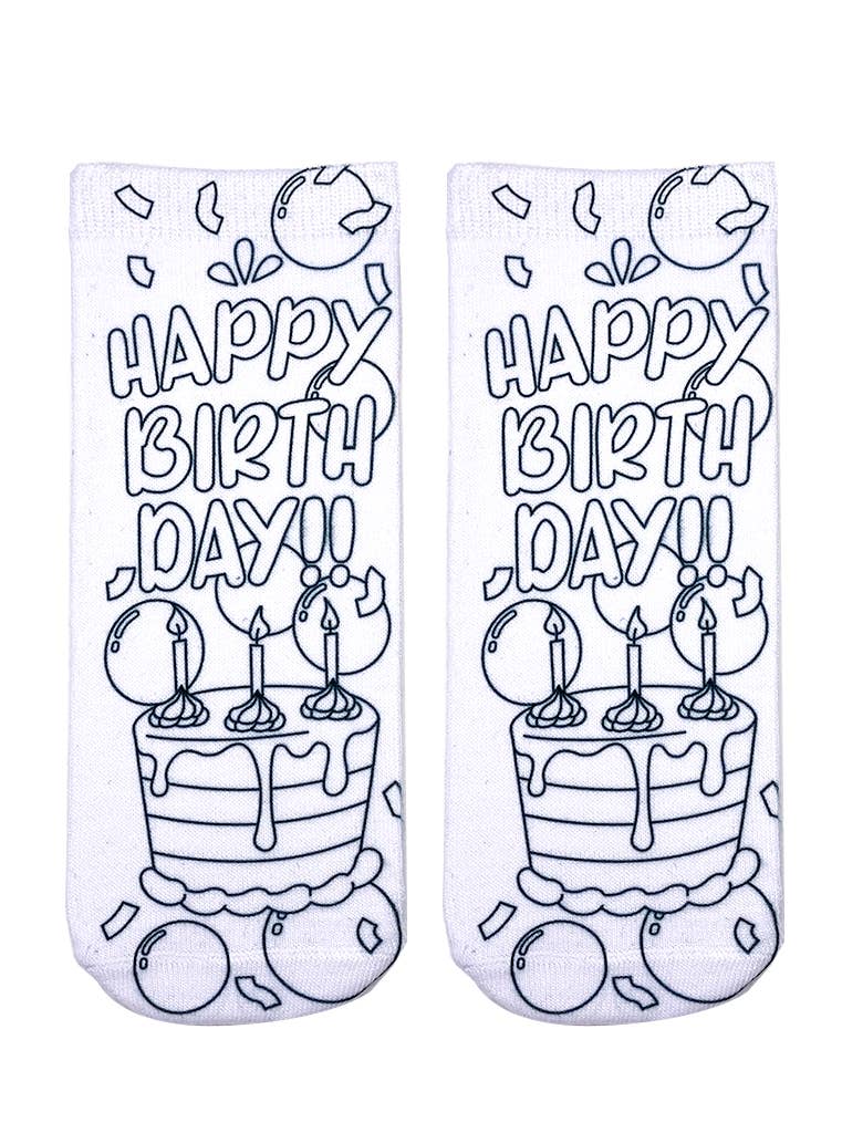 Birthday Coloring Socks