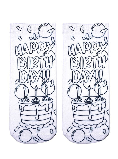Birthday Coloring Socks
