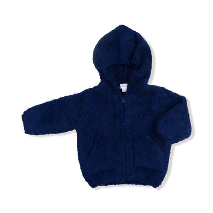 Navy Chenille Hooded Jacket