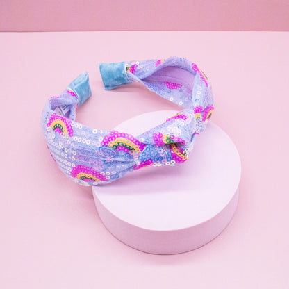 Light Blue Sequin Rainbow Headband