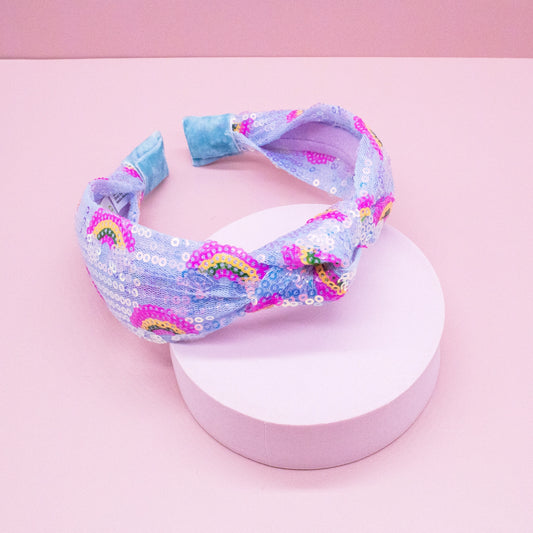 Light Blue Sequin Rainbow Headband