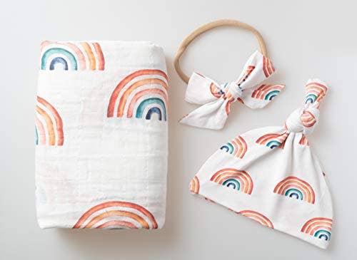Rainbow Organic Muslin Swaddle Blanket