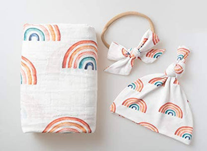 Rainbow Organic Muslin Swaddle Blanket