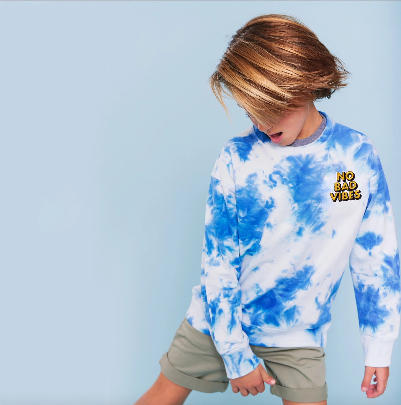 No Bad Vibes Tie Dye Crewneck Sweatshirt