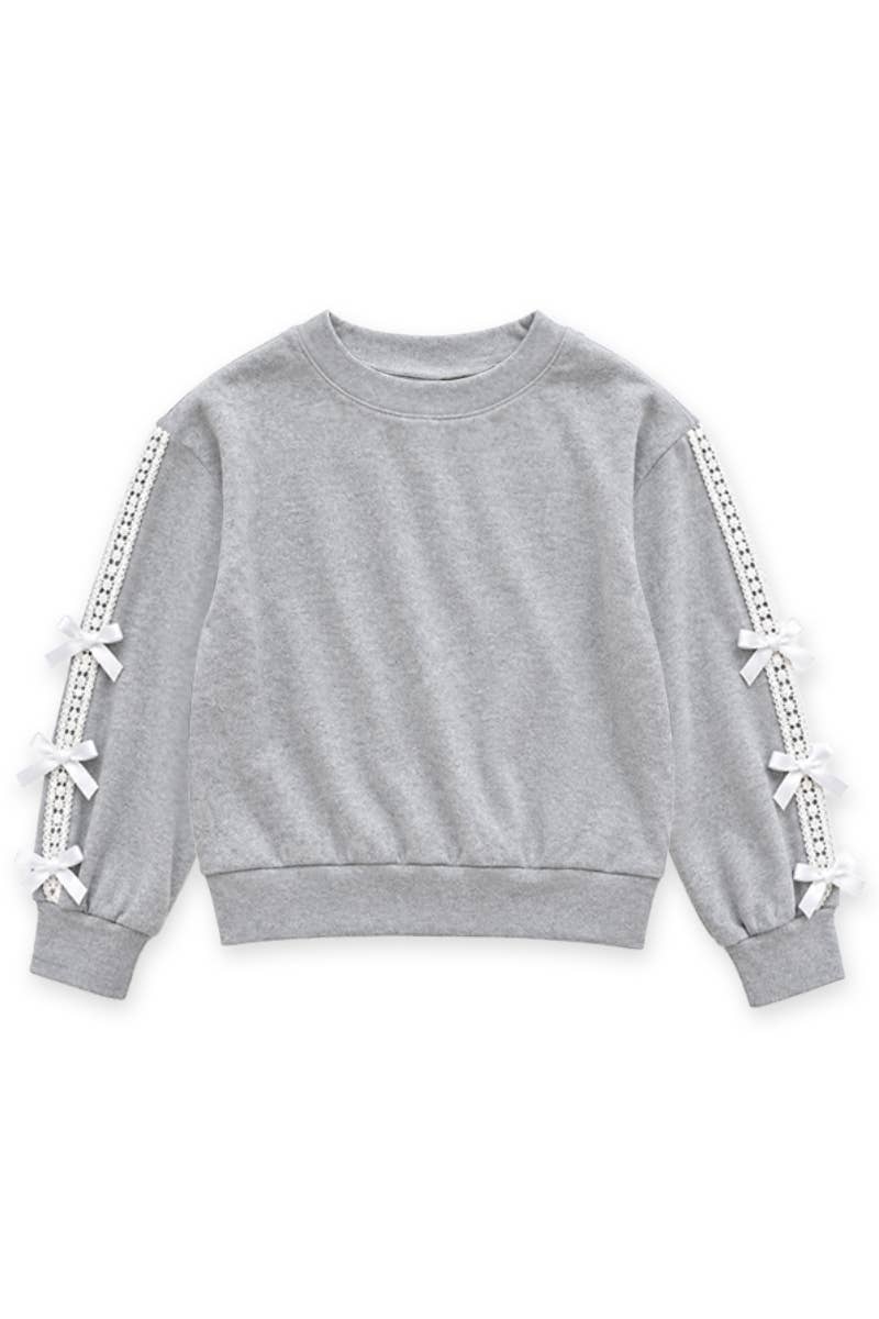 Heather Grey Knit Pullover with Bows