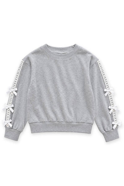Heather Grey Knit Pullover with Bows