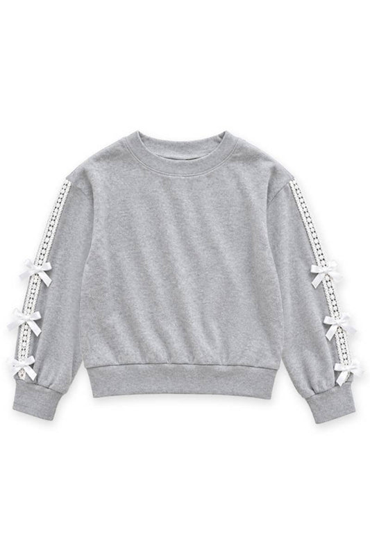 Heather Grey Knit Pullover with Bows