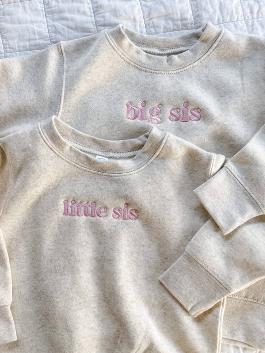 Little Sis Embroidered Pullover Sweatshirt