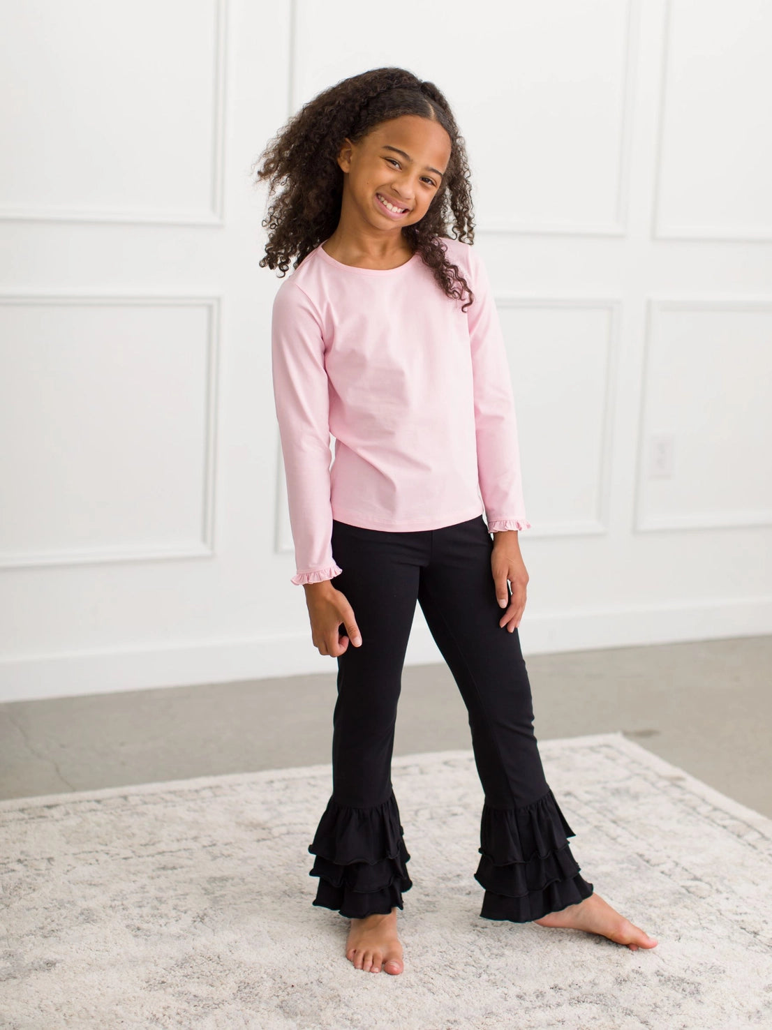 Black Ruffle Flare Pants