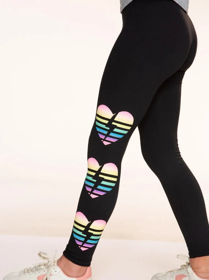 Black Rainbow Heart Simply Soft Luxe Mid-Rise Long Legging