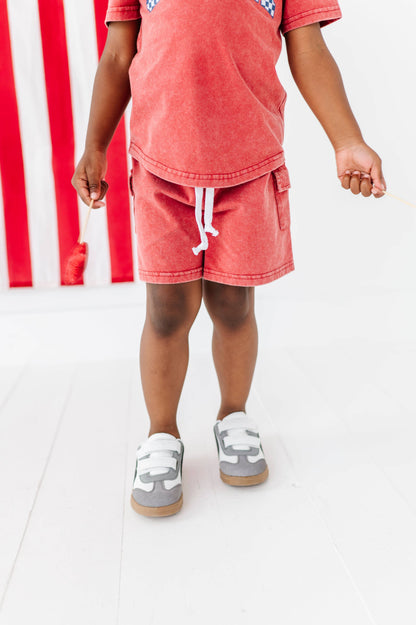 Red Vintage Cargo Shorts