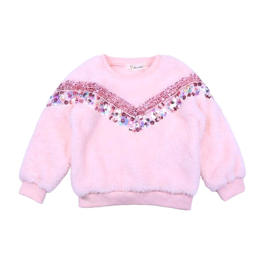 Dazzle in this Pink Festive Furry Sequined Sweatshirt! Floral sequin accents on the front adds a bit of sparkle to this plush, pink masterpiece. What a perfect addition to your winter holiday wardrobe!