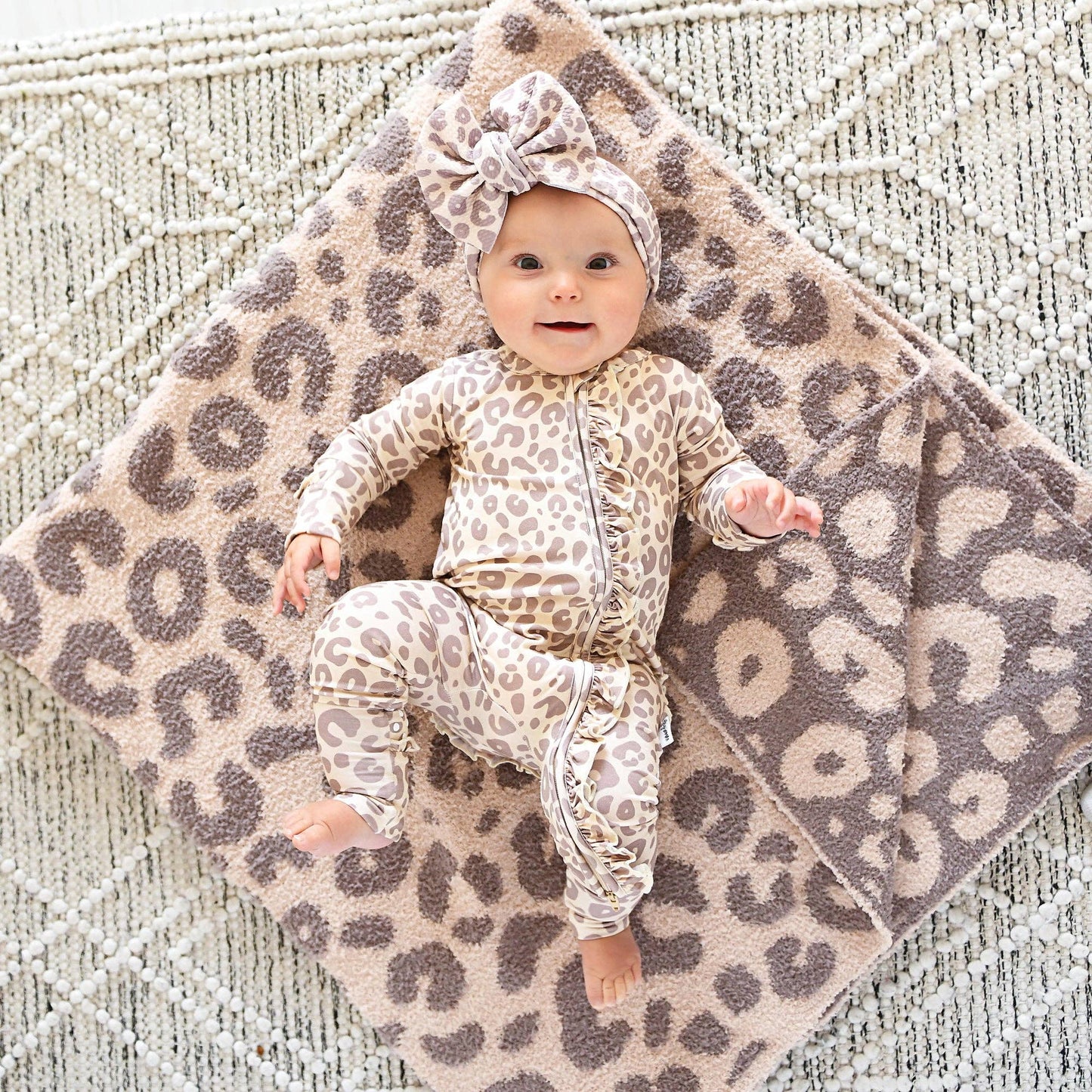 Amari Leopard Ruffle Bamboo Zip Romper