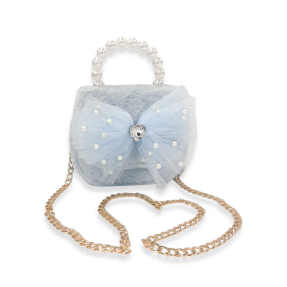 Tulle Bow Blue Plush Purse