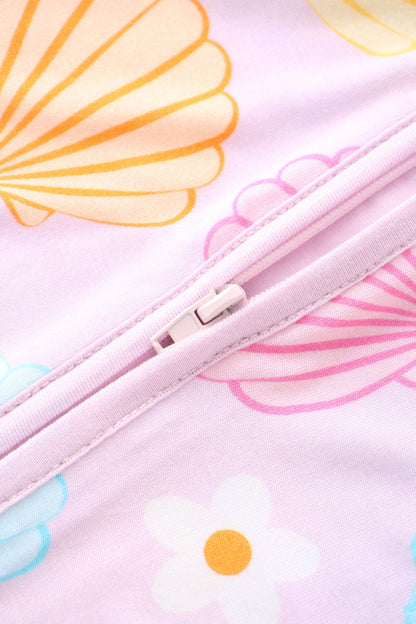 PoshTOT Seashells Bamboo Convertible Zip Romper