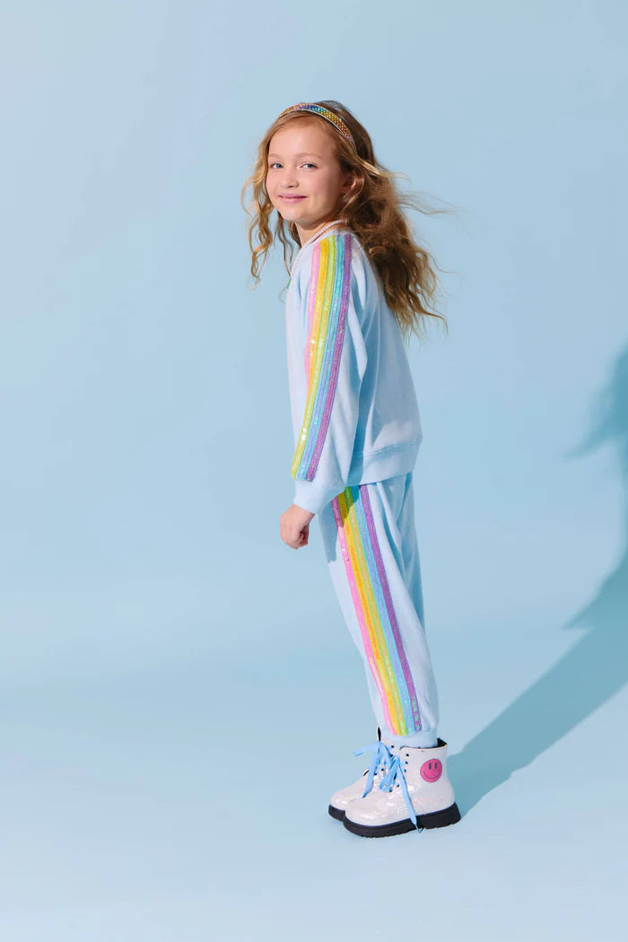 Blue Rainbow Sequin Set