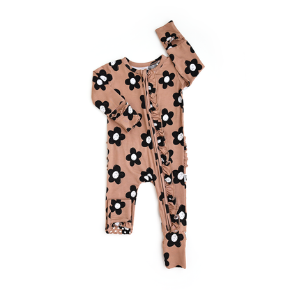 Coco Flowers Ruffle Bamboo Zip Romper