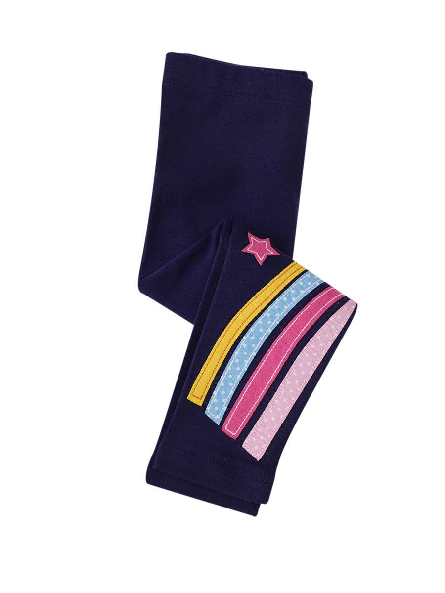 Rainbow Unicorn Embroidered Navy Legging