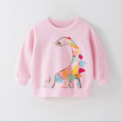 Pink Dino Pullover Sweatshirt