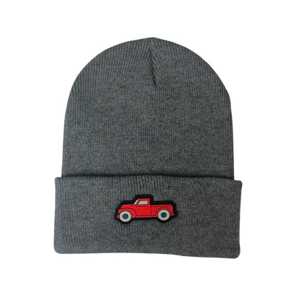 Car Rubber Patch Beanie in Grey