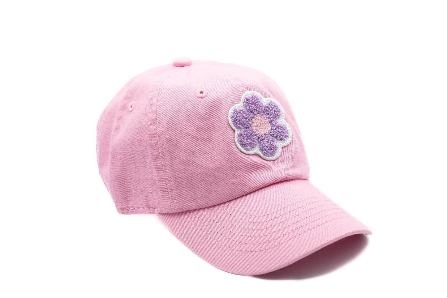 Light Pink Terry Purple Flower Hat - Baby