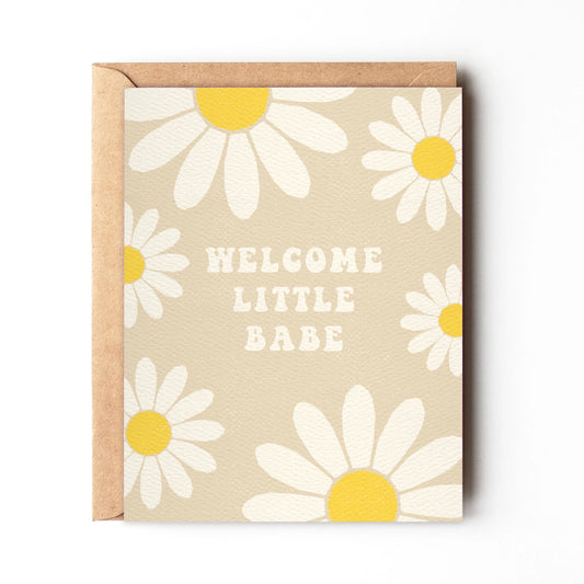 A sweet and simple card to welcome a new baby.  ☀ Size 4.25" x 5.5";  Blank inside  ☀ Digital print on a quality, felt textured card  ☀100% recycled envelope  ☀ Packed in an eco-friendly biodegradable clear sleeve  ☀ Made in the USA