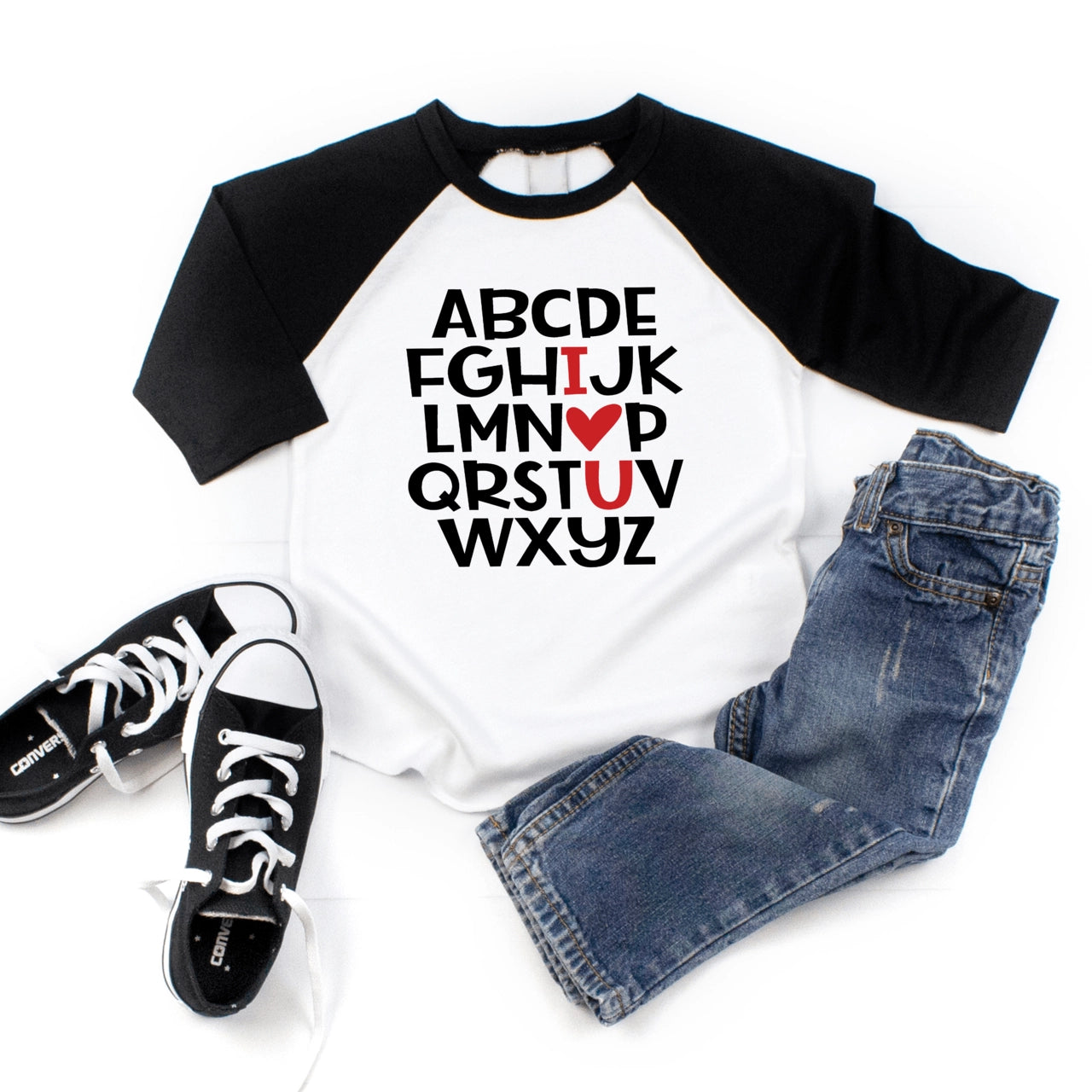 Alphabet Love You Raglan Shirt