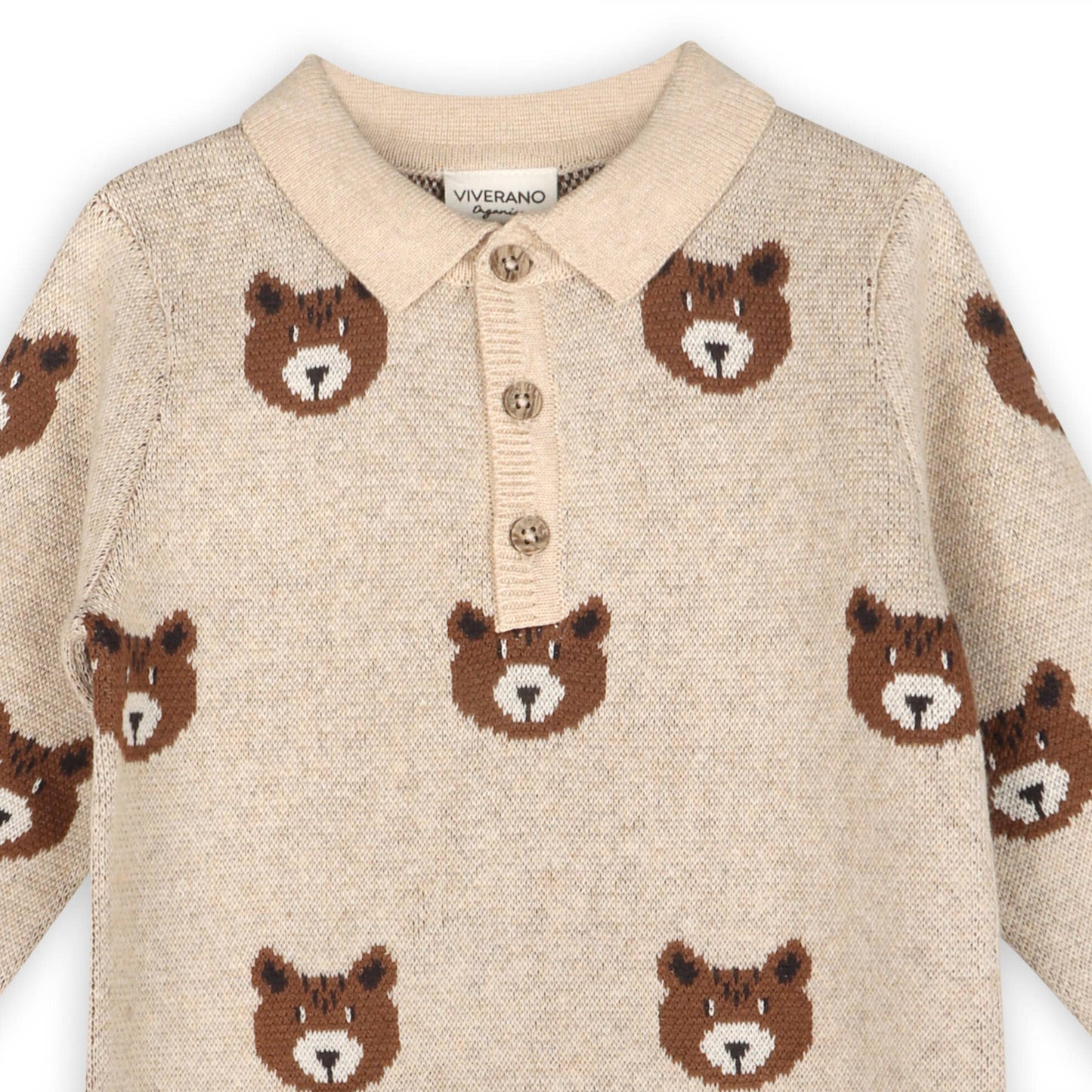 Brown Bear Jacquard Knit Jumpsuit