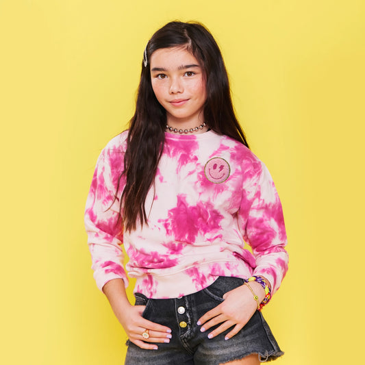 Smiley Tie Dye Crewneck Sweatshirt