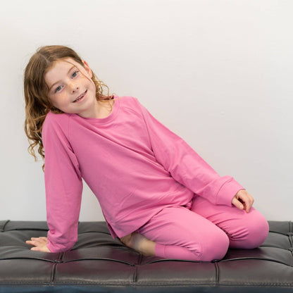 Raspberry French Terry Bamboo Crew Neck Jogger Set