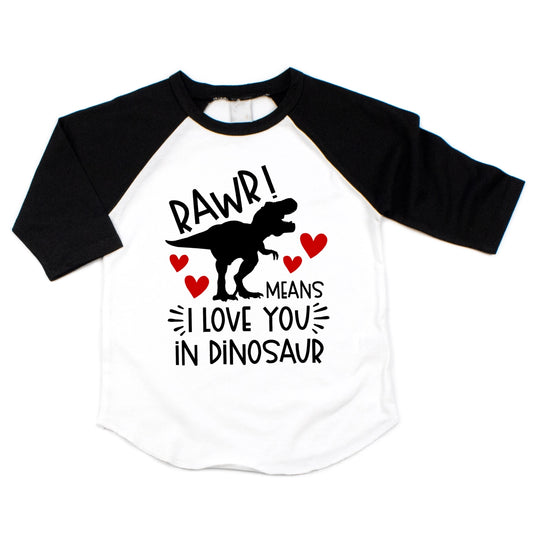 Dino Rawr Love You Raglan Shirt