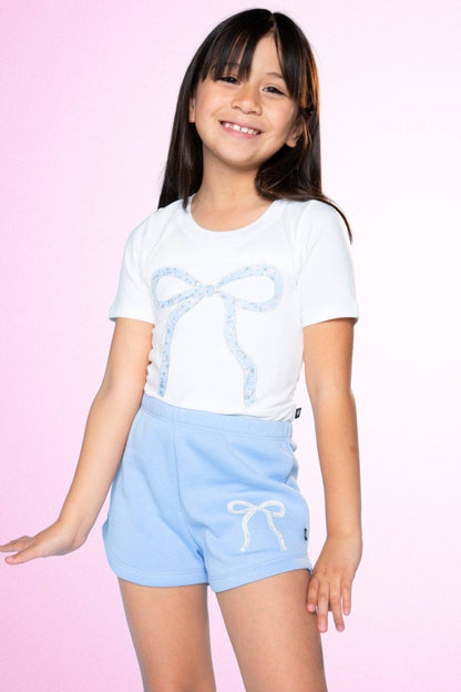 Ivory Floral Bow S/S Fitted Tee