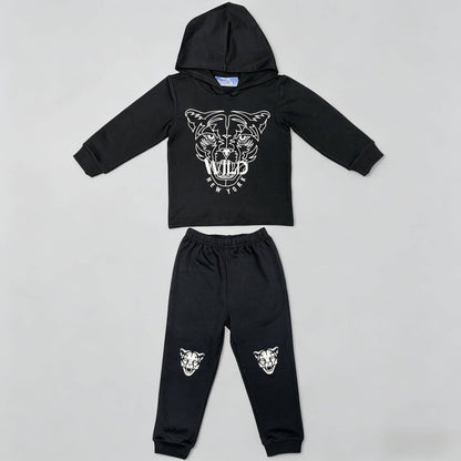 Black Wild French Terry Hoodie & Jogger Set